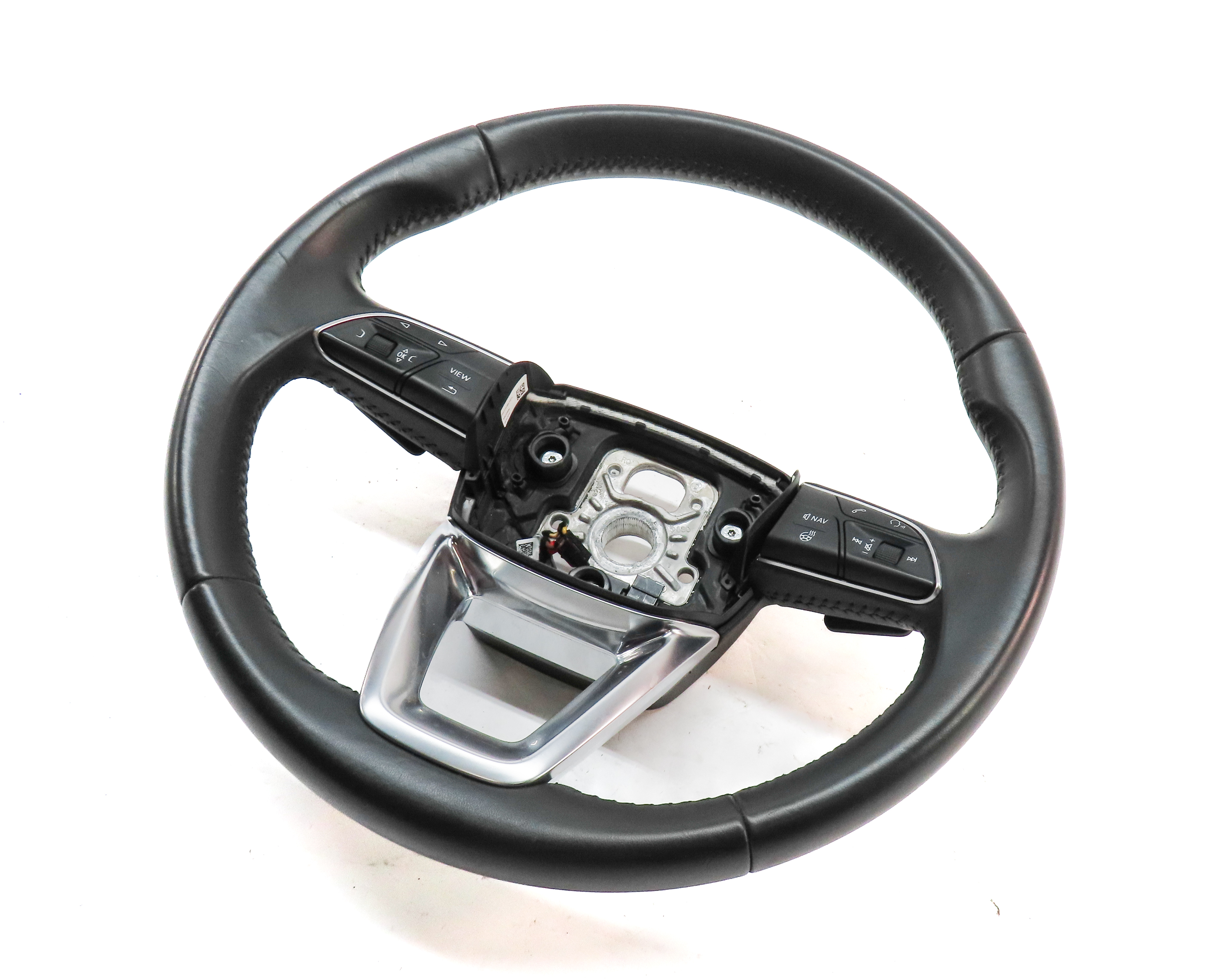 17-19 AUDI Q7 (4M) 3-SPOKE PADDLE SHIFT STEERING WHEEL w/ SWITCHES (SOUL BLACK) — exact item pictured